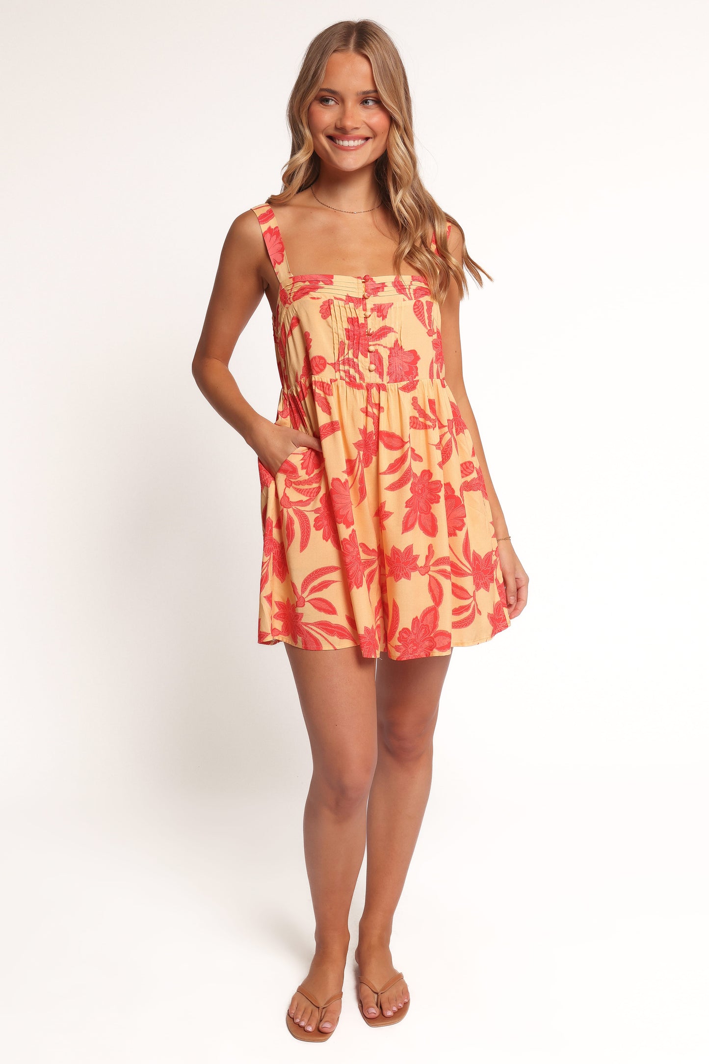 Nani Romper - Red Yellow Paisley Floral